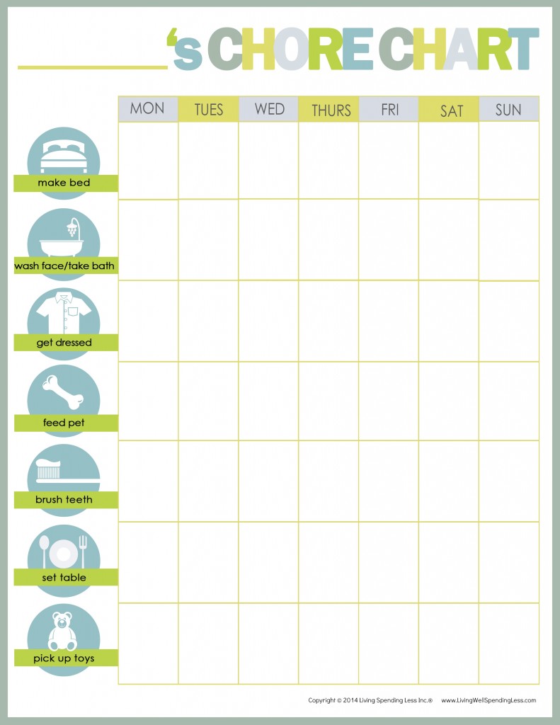 Pocket Money Chores Chart