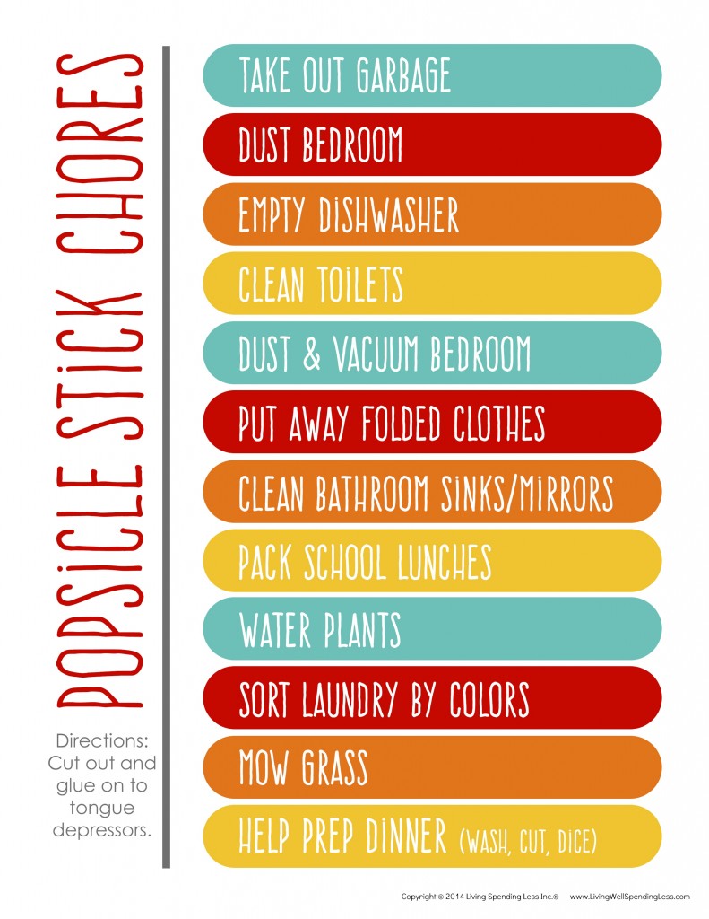 Chore Chart For Electronic Time