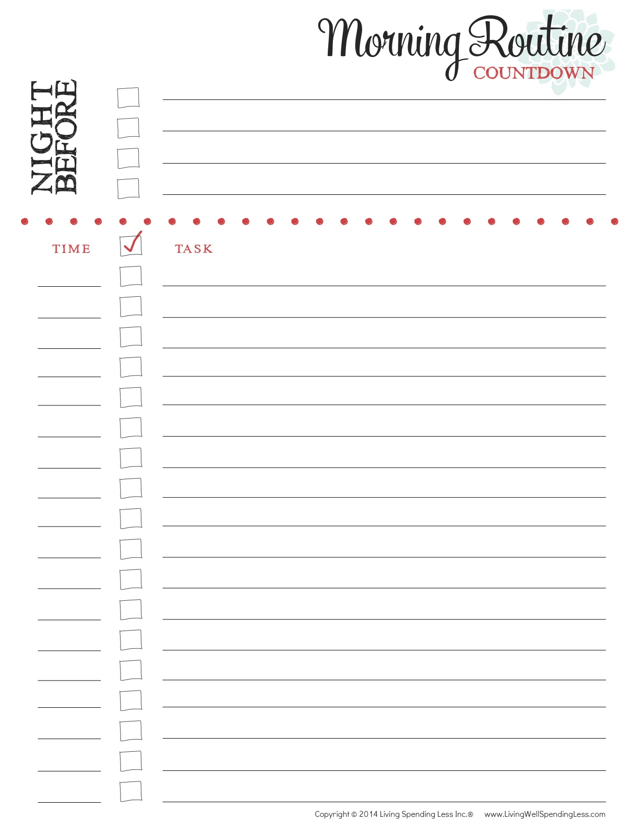 Blank Daily Routine Chart