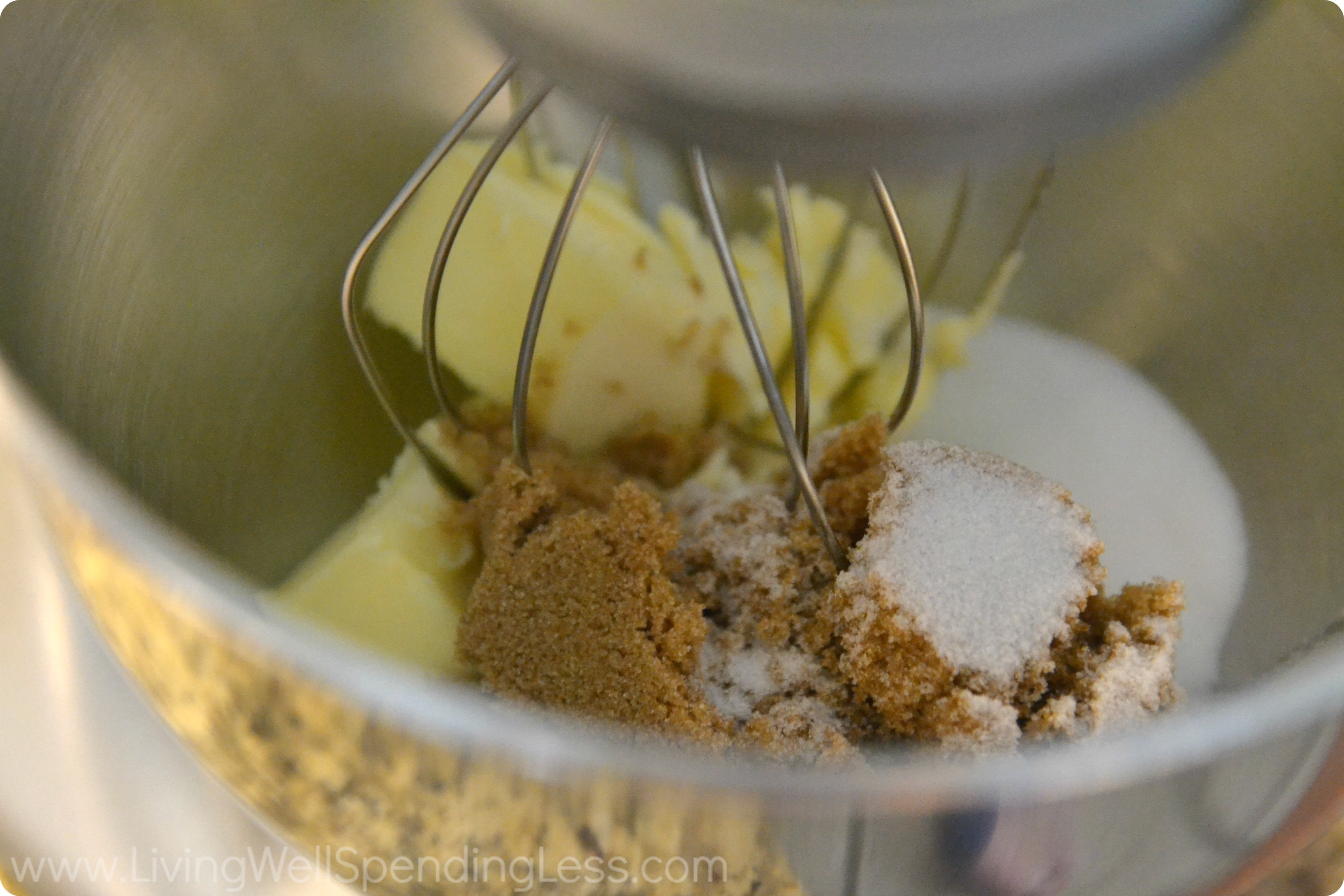 Combine the butter and sugar in your stand mixer. 