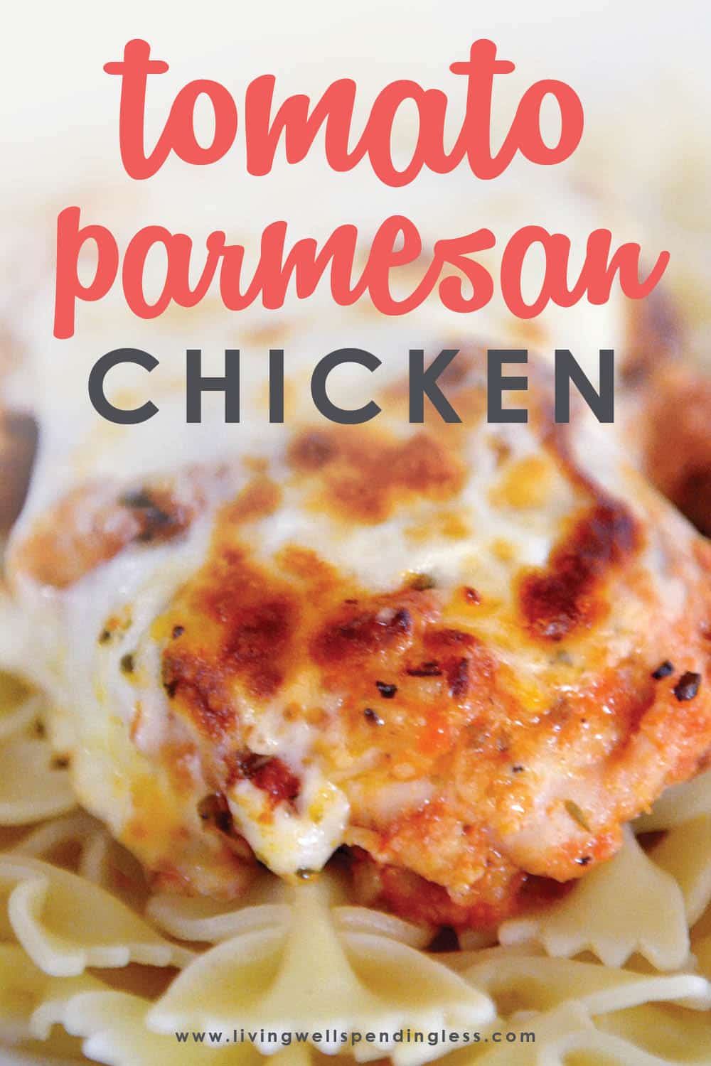 Love Chicken Parmesan? This easy Tomato Parmesan Chicken gives you all of the flavor with none of the effort. Whips up in minutes and freezer friendly too!