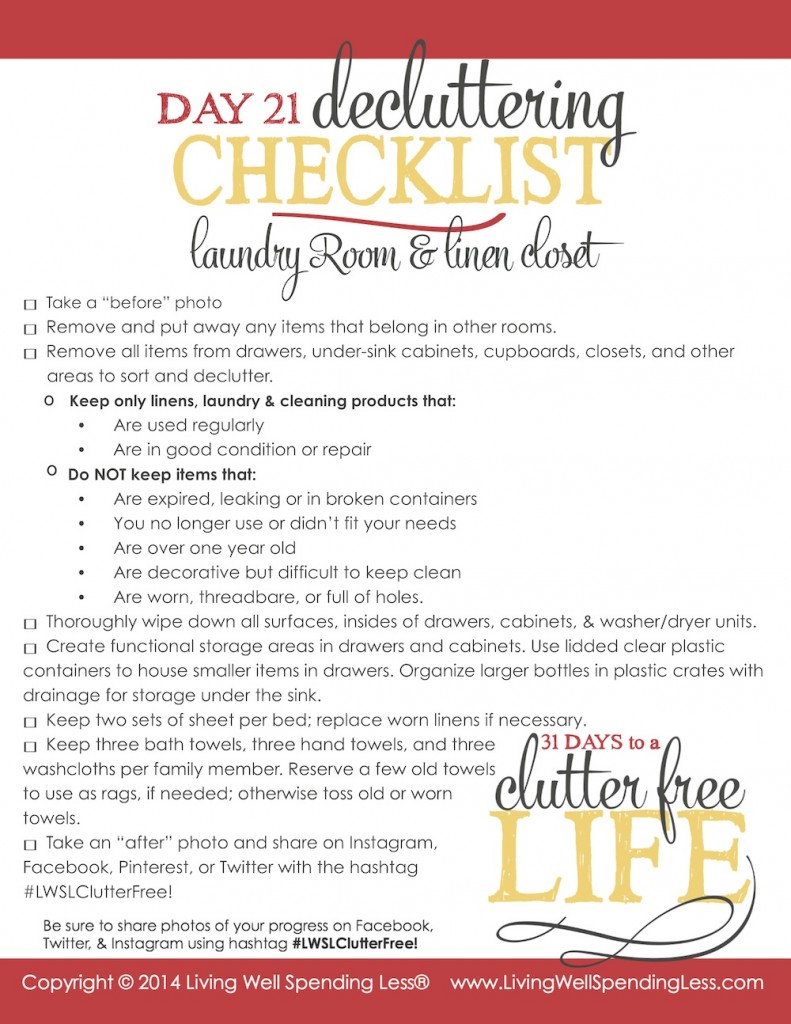 31 Days to a ClutterFree Life Laundry Room and Linen Closet Living