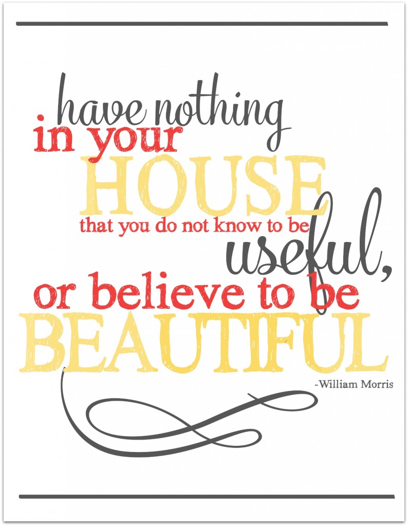 Clutter Free Quote - Have nothing in your house that you do not know to be useful or believe to be beautiful