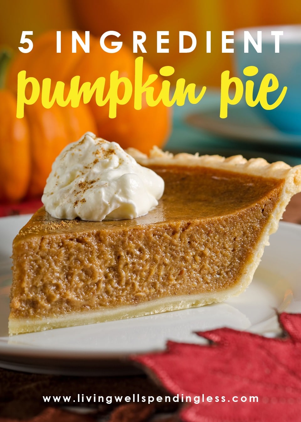 Looking for a perfect pumpkin pie recipe? This super easy pumpkin pie comes has only five simple ingredients and is totally foolproof.