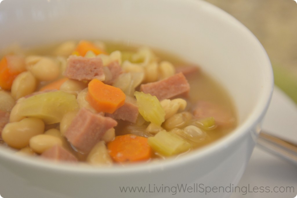 This easy ham and bean soup is freezer friendly and oh-so-satisfying!