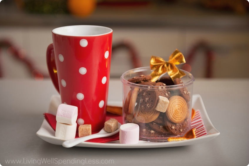 Sweet treats and a mug for hot cocoa make great Christmas gifts. 