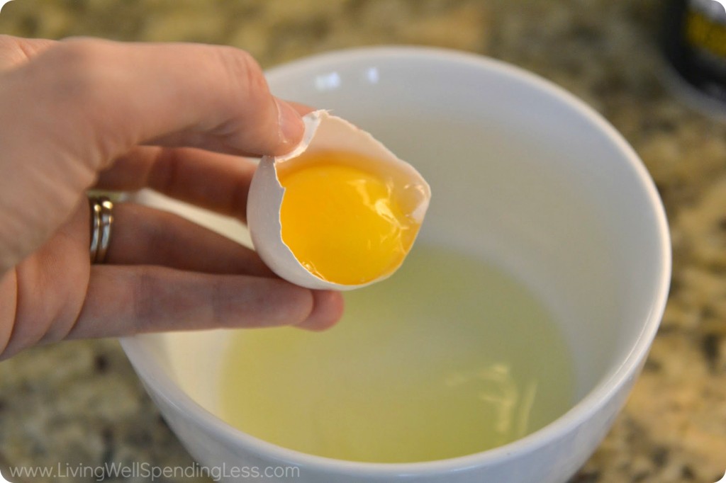 Separate the egg whites and yolks for the cookies. 