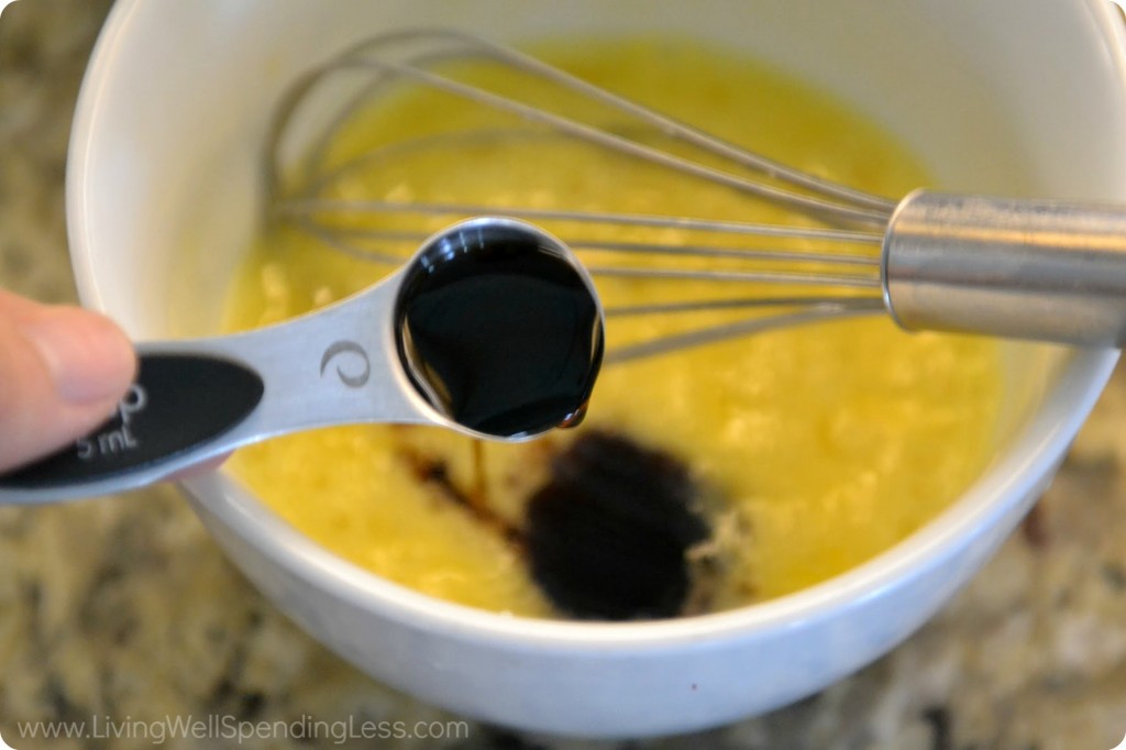 Measure and add the vanilla to the egg mixture for these intense, flourless chocolate cookies. 