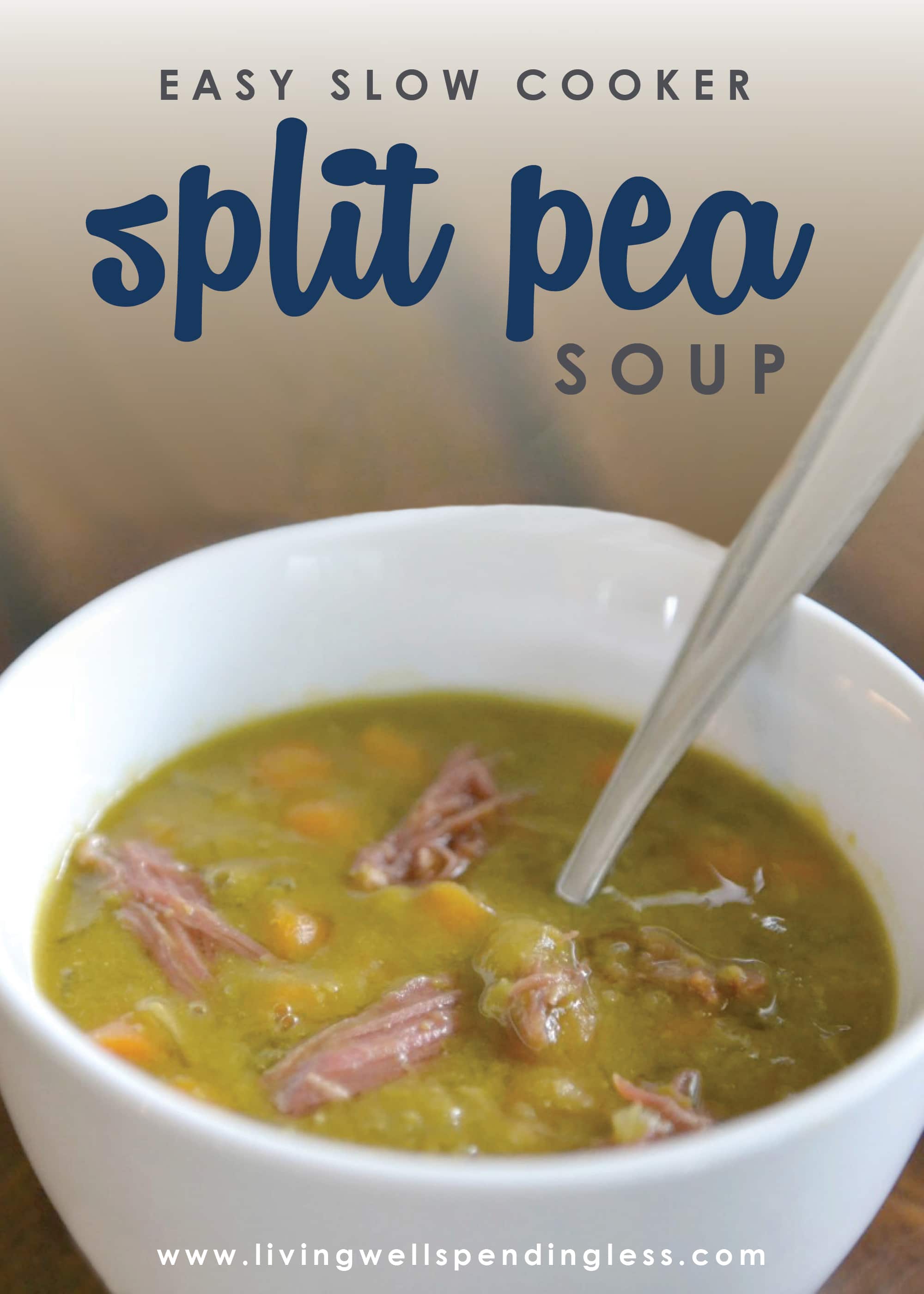 It seriously doesn't get any easier than this delicious and hearty Slow-Cooked Split Pea Soup! It comes together in less than five minutes using just a handful of easy ingredients, then simmers all day in the crockpot for a family-pleasing meal that's ready when you are. 
