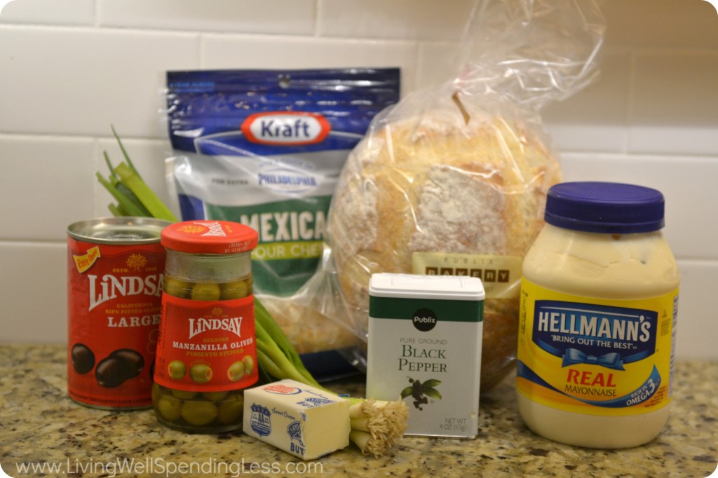 Ingredients for bloomin olive bread