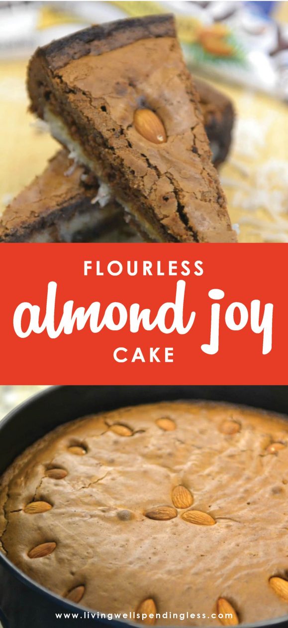 Craving chocolate? The decadent flavors in this rich, dense Flourless Almond Joy Cake will satisfy even the biggest sweet tooth. No one will even believe it's gluten free!