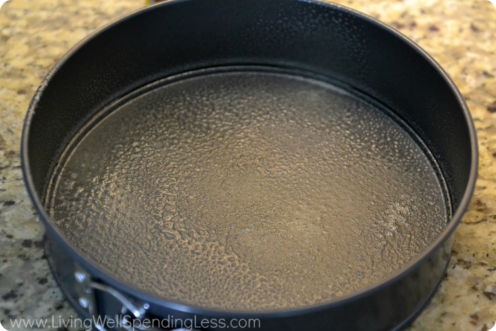 Coat a 9 inch spring-form pan with cooking spray.