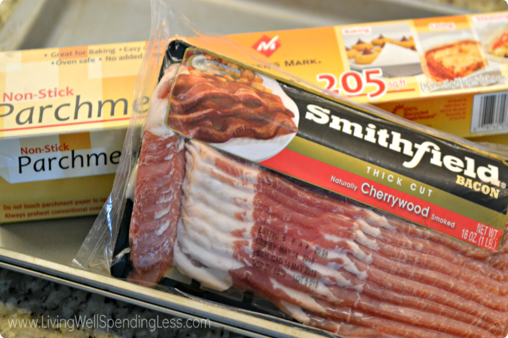 All you need to make mess-free bacon is parchment, a baking sheet and your favorite bacon (we like Smithfield).