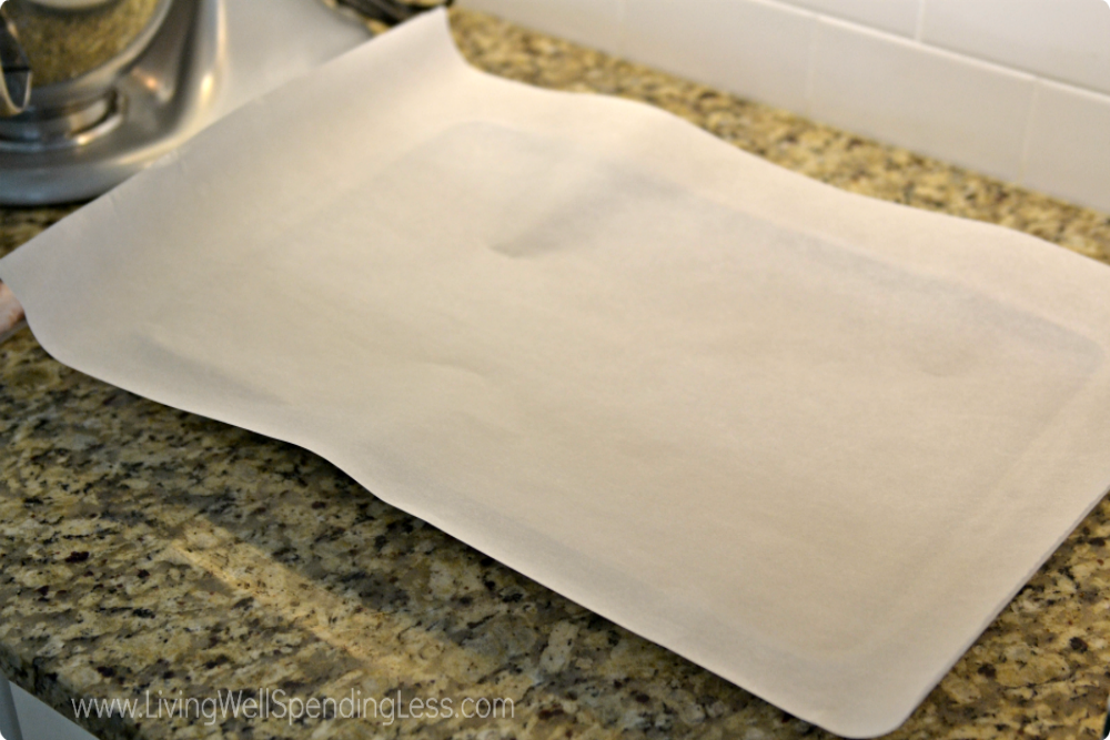 Spread the parchment onto your baking sheet. 