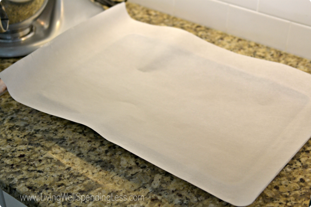 Spread the parchment onto your baking sheet.