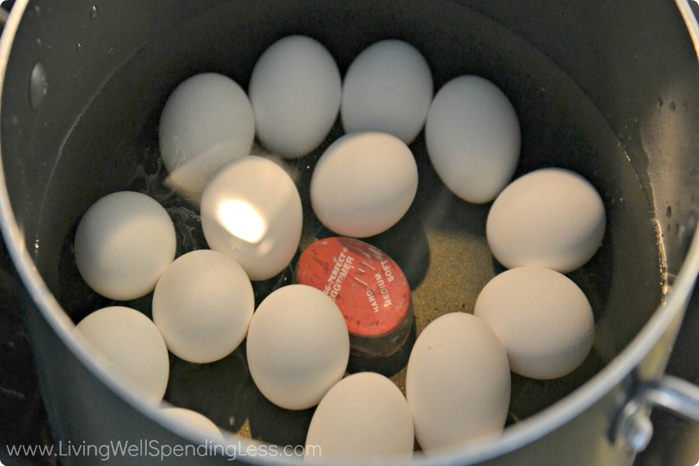 Place eggs in pot and cover with water. 