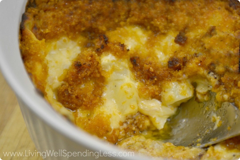 Bake the Cheesy Potato Casserole until heated and bubbly. Yum!