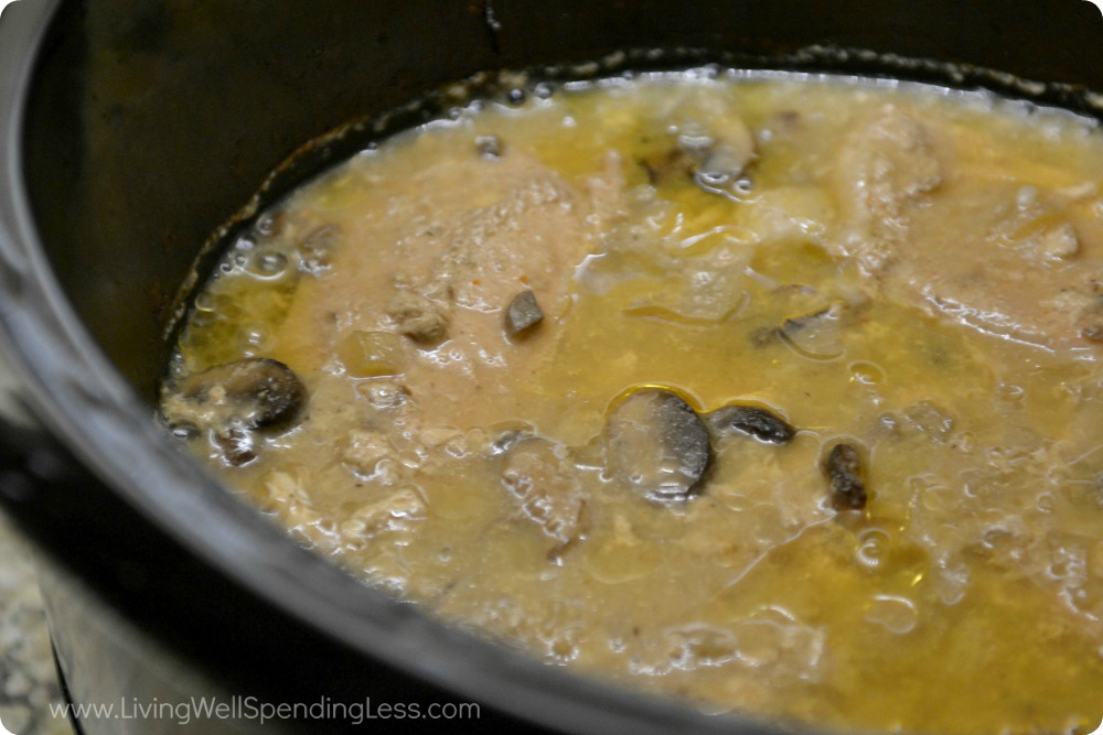 Divide the creamy mushroom mixture over the top of the pork chops. 