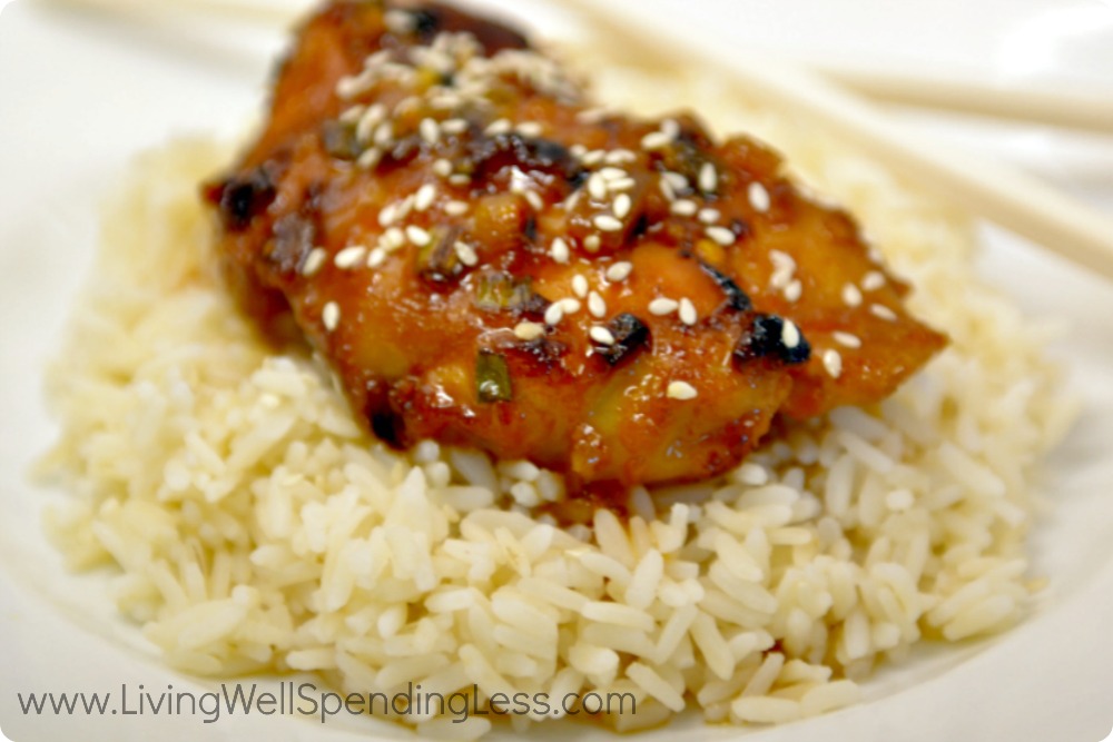 Serve this delicious honey sesame chicken over a bed of rice. 