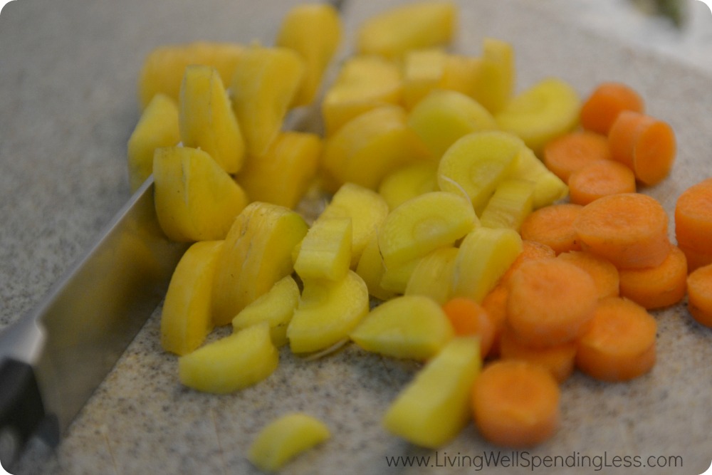 Chop the carrots for this easy soup recipe. 