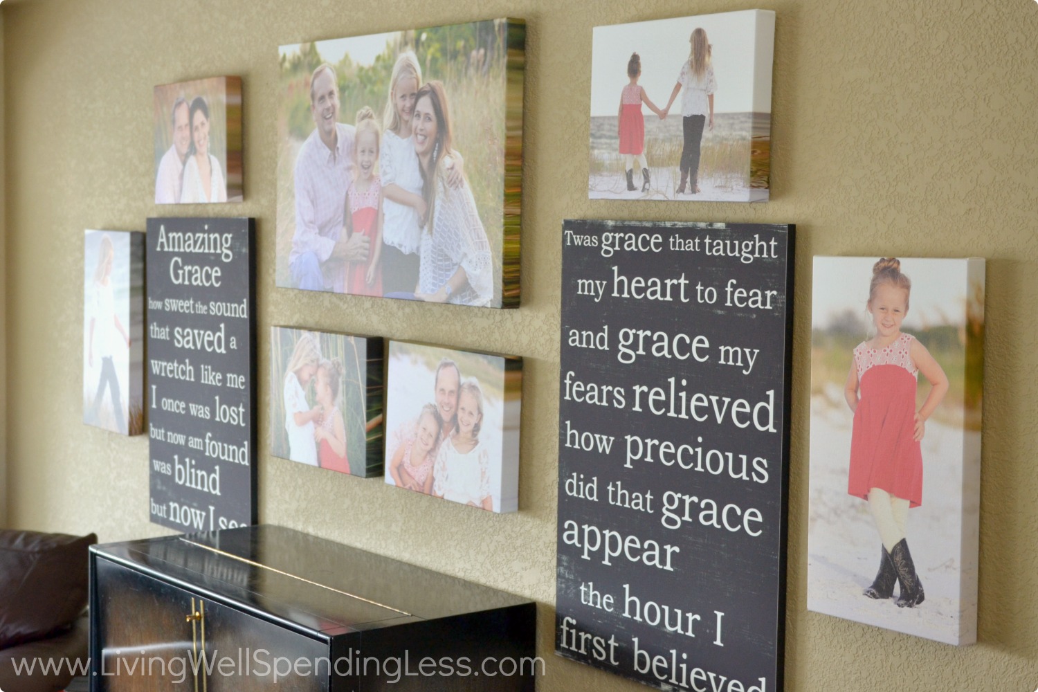 Personalized pictures on the walls of your home are great decor pieces. 