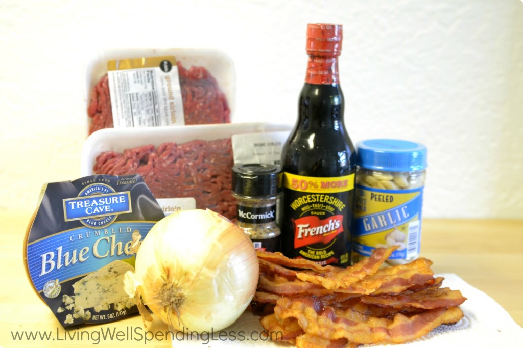 Easy Freezer Bacon & Blue Cheese Burgers ingredients