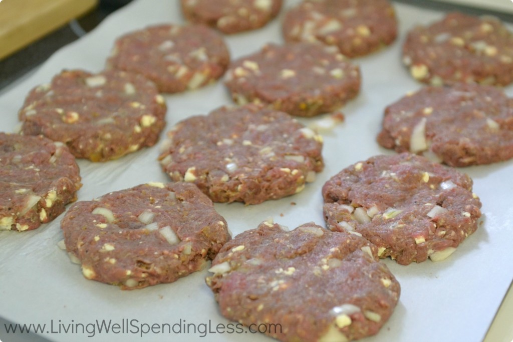 Form ground beef mixture into patties and place on parchment paper. 