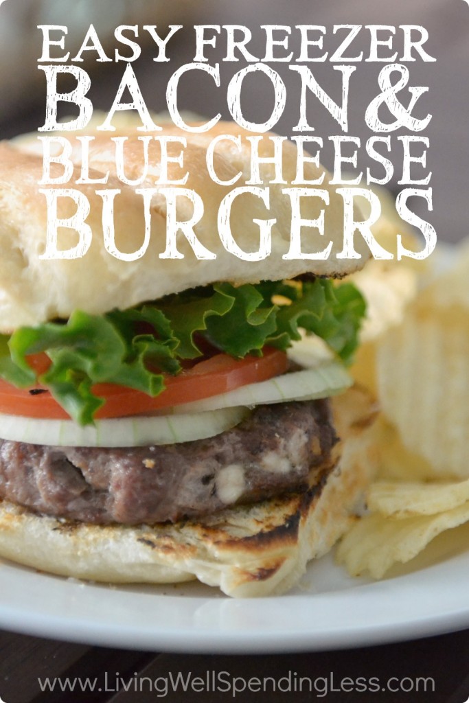 Easy Freezer Bacon & Blue Cheese Burgers | 10 Meals in an Hour | Freezer Cooking | Freezer Meals | Main Course Meat | Burger Recipes