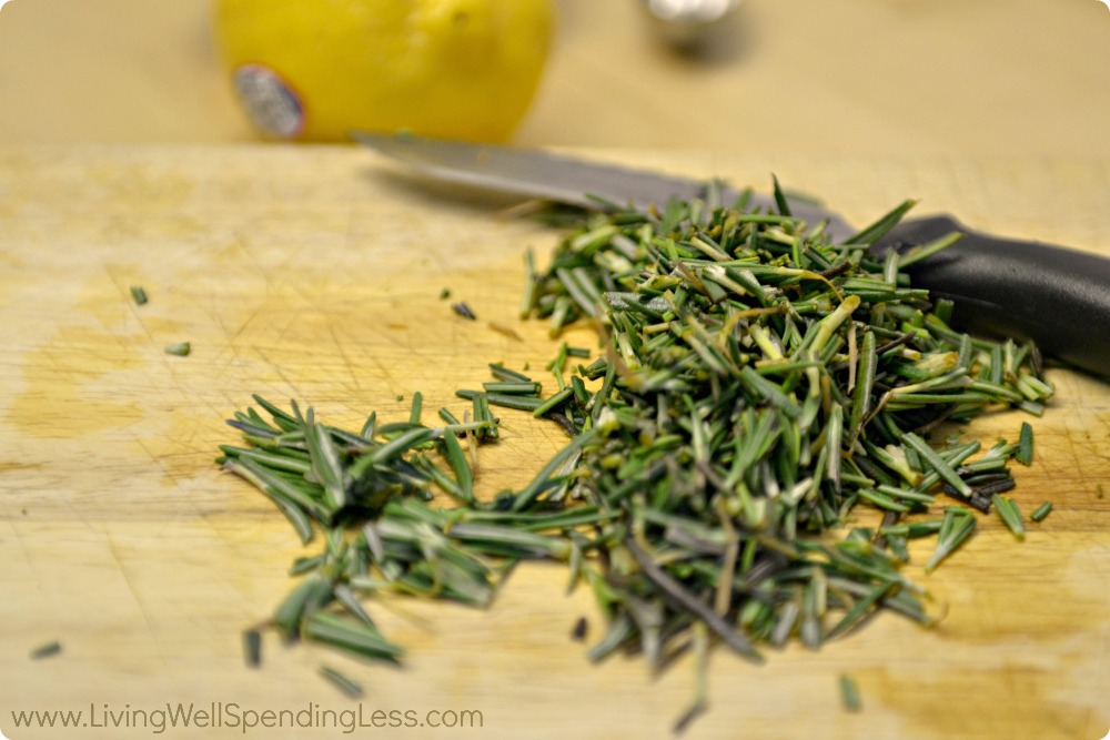 Chop the fragrant fresh rosemary into a fine mince for this chicken recipe.