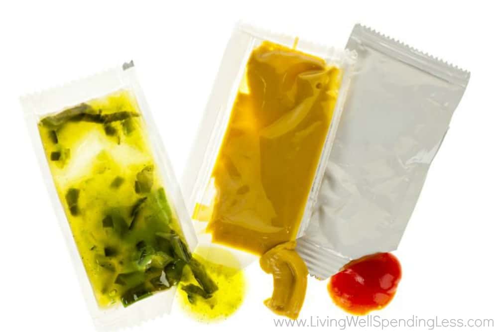 Keep those extra condiment packets! Pickle relish, mustard and ketchup are great additions to lunchboxes!