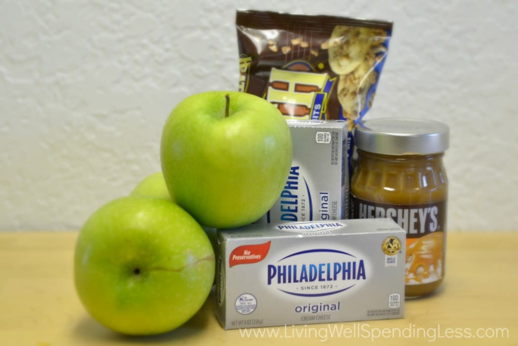 All the ingredients you need to make this yummy, addictive caramel apple cream cheese dip. 