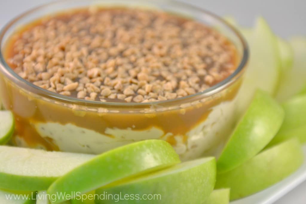 Surround the caramel toffee dip with apples for easy dipping!