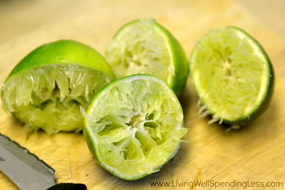 Squeeze the juice of two limes