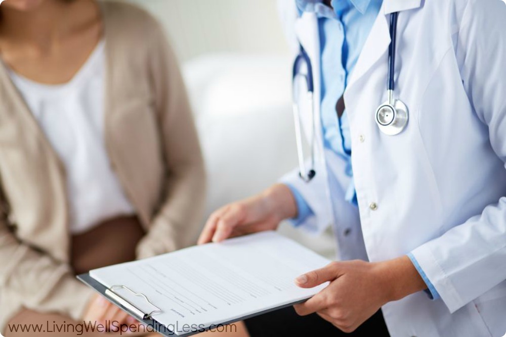 A doctor consulting with a patient. 