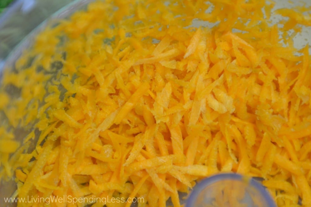 Shred the carrot into fine shreds using a grater or food processor. 