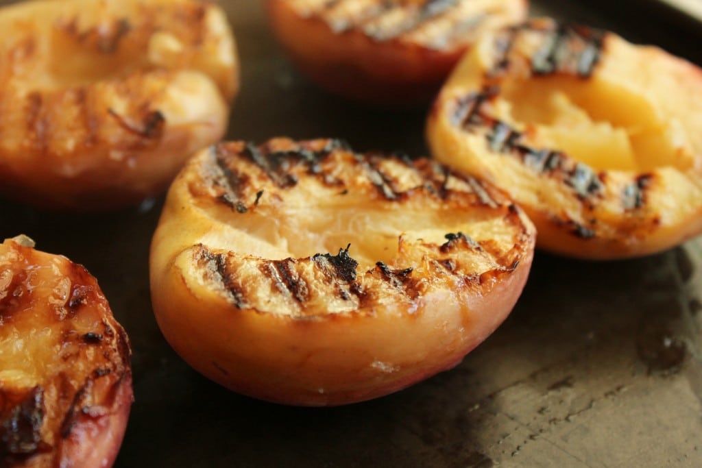 Slice your peaches in half and grill them. 