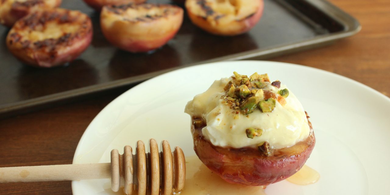 Grilled Peaches with Mascarpone & Honey