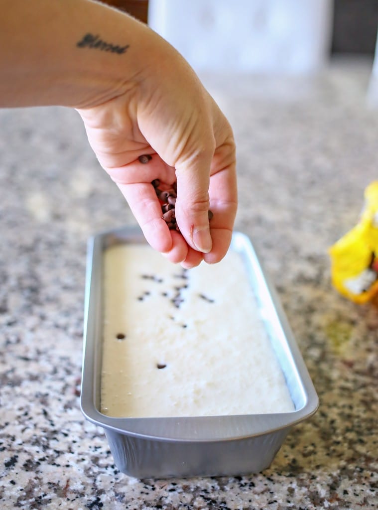 Add mini chocolate chips to cream mixture