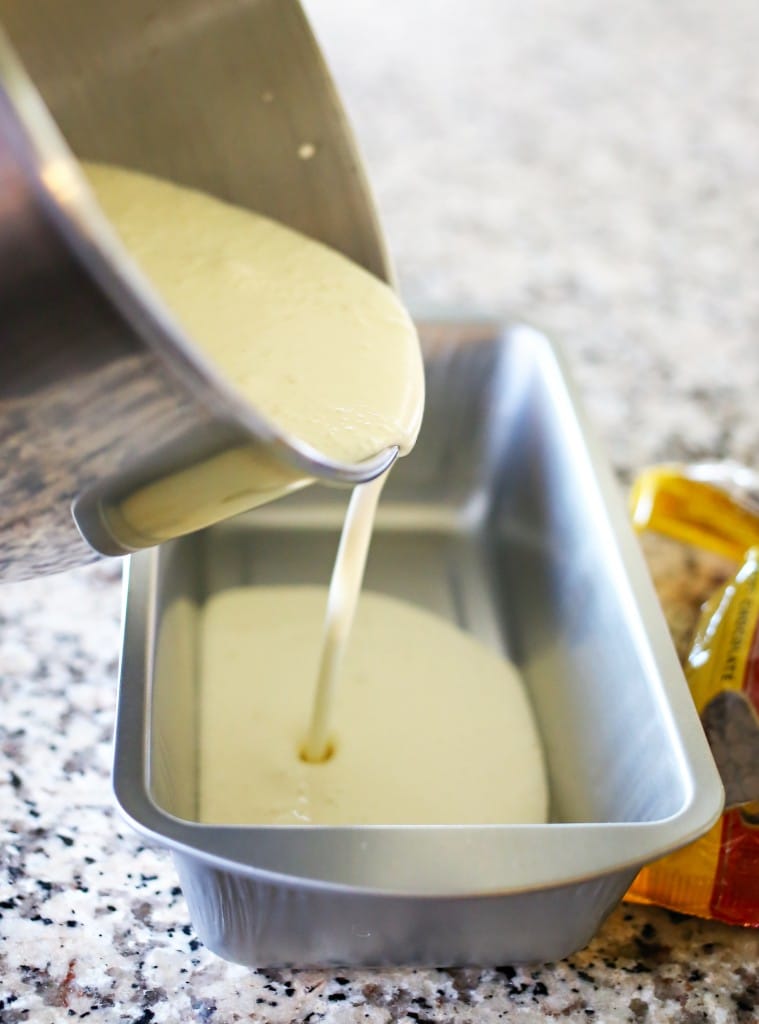 Pour cream mixture into a loaf pan or baking dish - something that is freezer friendly!