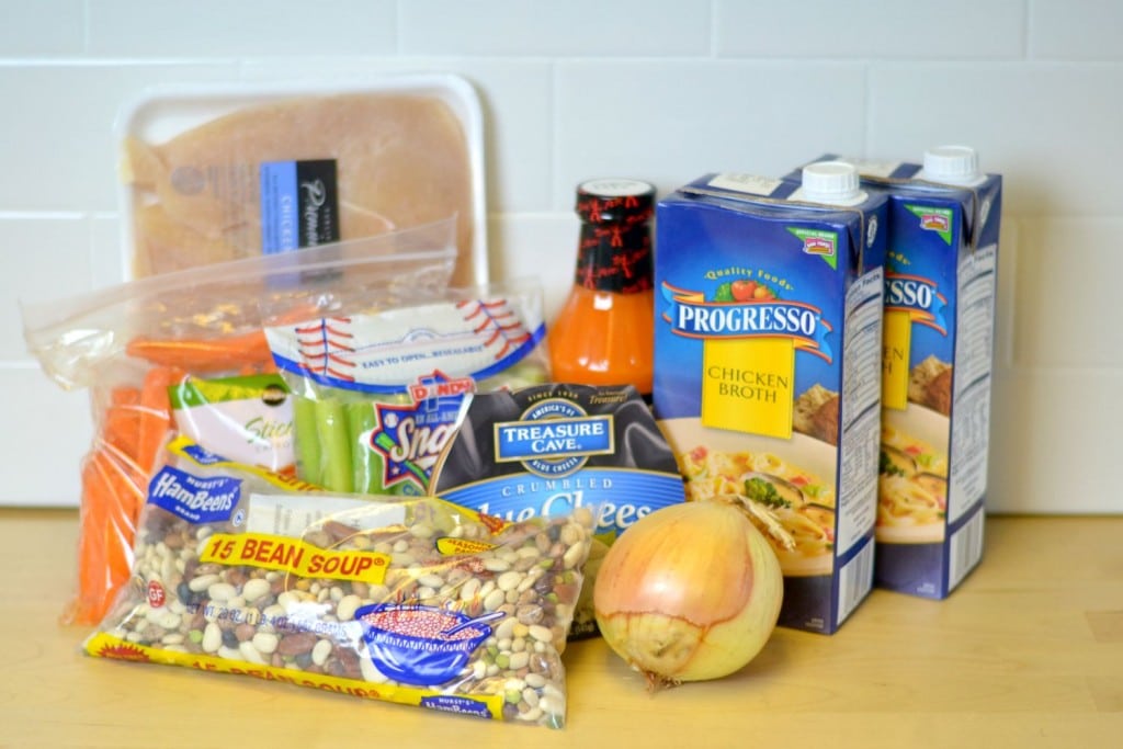 Ingredients for slow cooker buffalo chicken soup