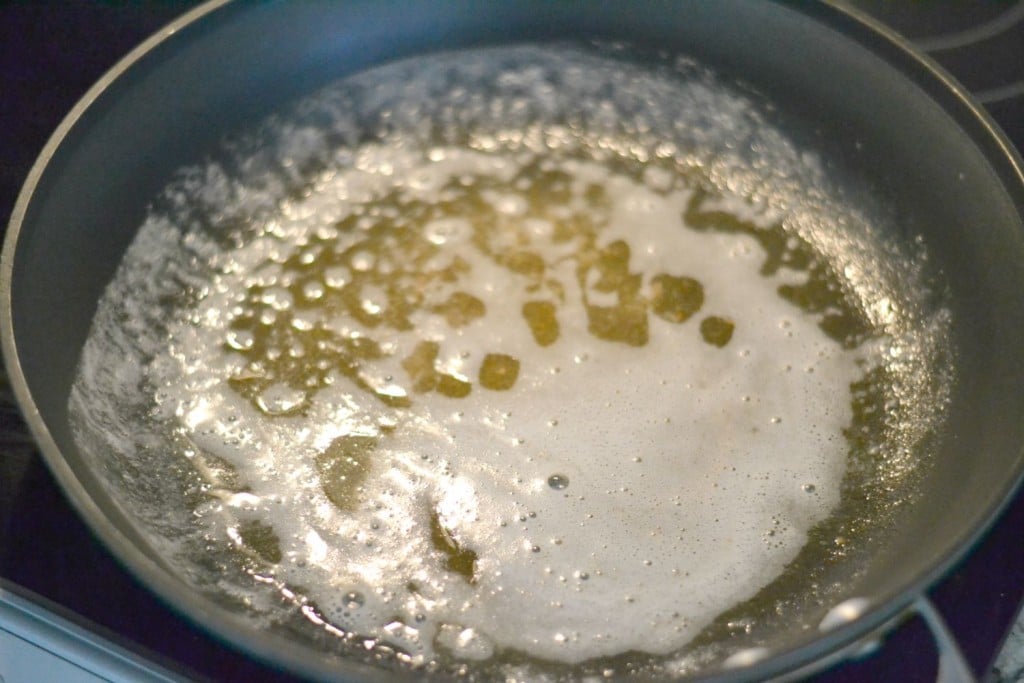 Melt the butter in a frying pan until it's slightly bubbly and starts to brown. 