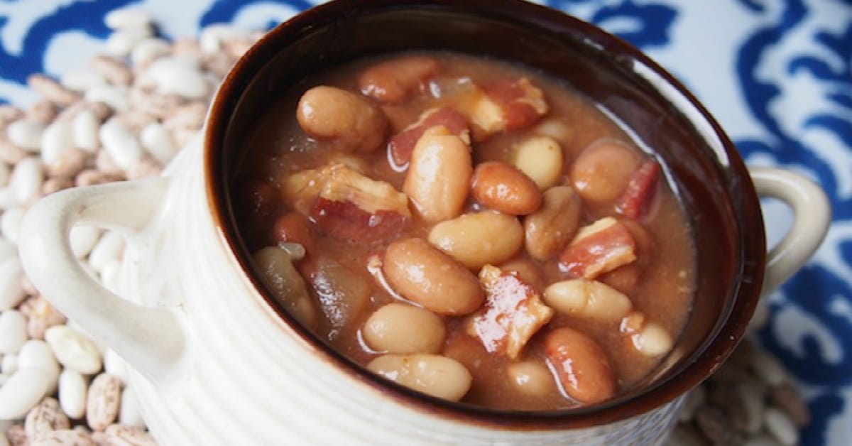 Slow cooked bacon and beans freeze great and warm up deliciously. 