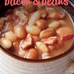 With just a few budget-friendly easy ingredients, these ridiculously delicious Slow-Cooker Bacon & Beans come together in minutes, then freeze beautifully until you're ready to throw them into the crockpot, no pre-soaking, or thawing required. It seriously could not be any easier! The perfect simple dish to warm your crowd this winter!