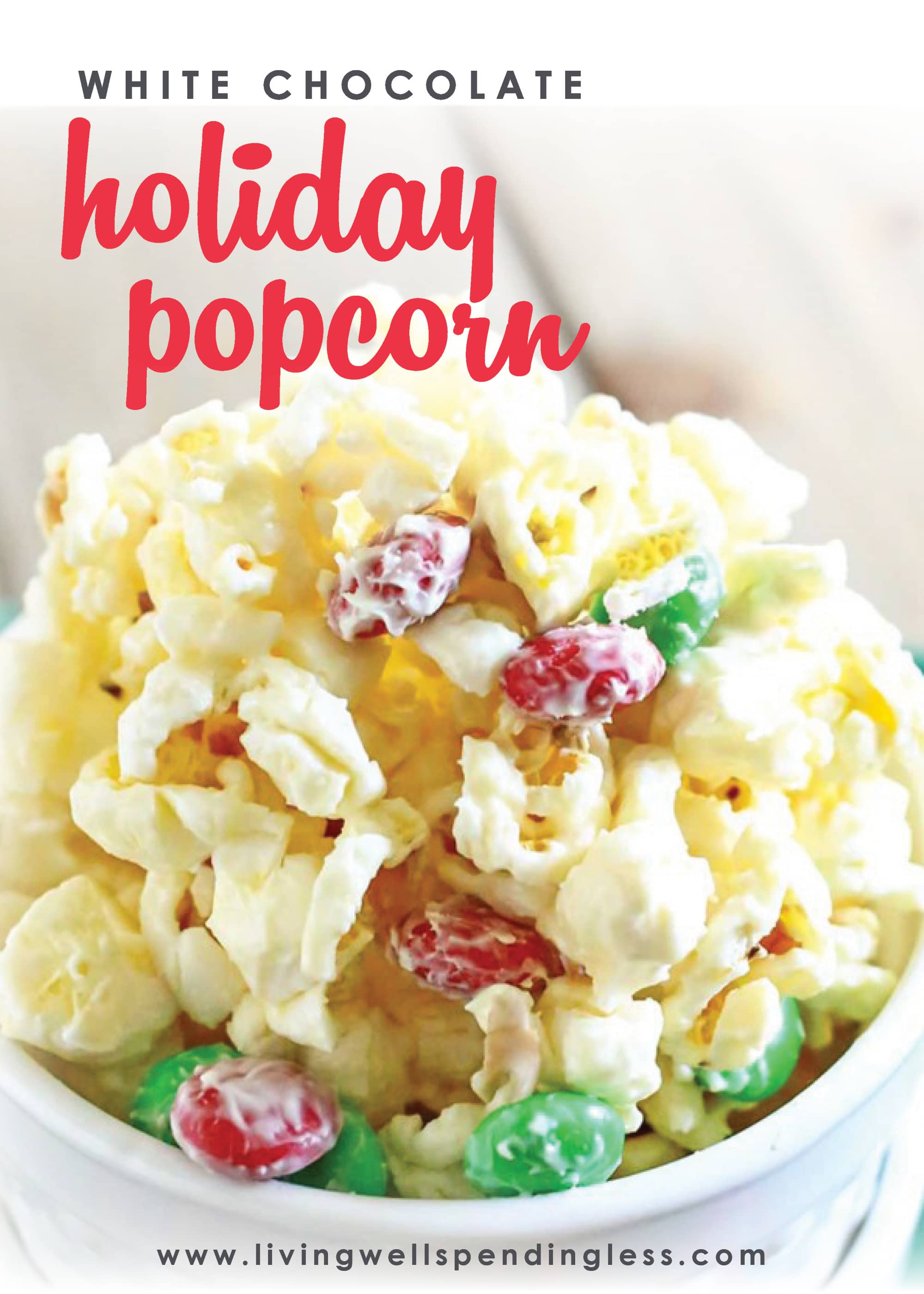 Craving a festive holiday treat that's both a little salty AND a little sweet? This delicious White Chocolate Holiday Popcorn comes together in minutes with just four easy ingredients! Package it as gifts or keep it all for yourself--either way it's absolutely delicious!