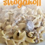 Craving comfort food? This delicious slow cooker stroganoff can be assembled in minutes then frozen ahead so it is ready when you are. On cooking day, simply throw it straight into the slow cooker, then serve over noodles for a hearty home cooked meal your whole family will love!