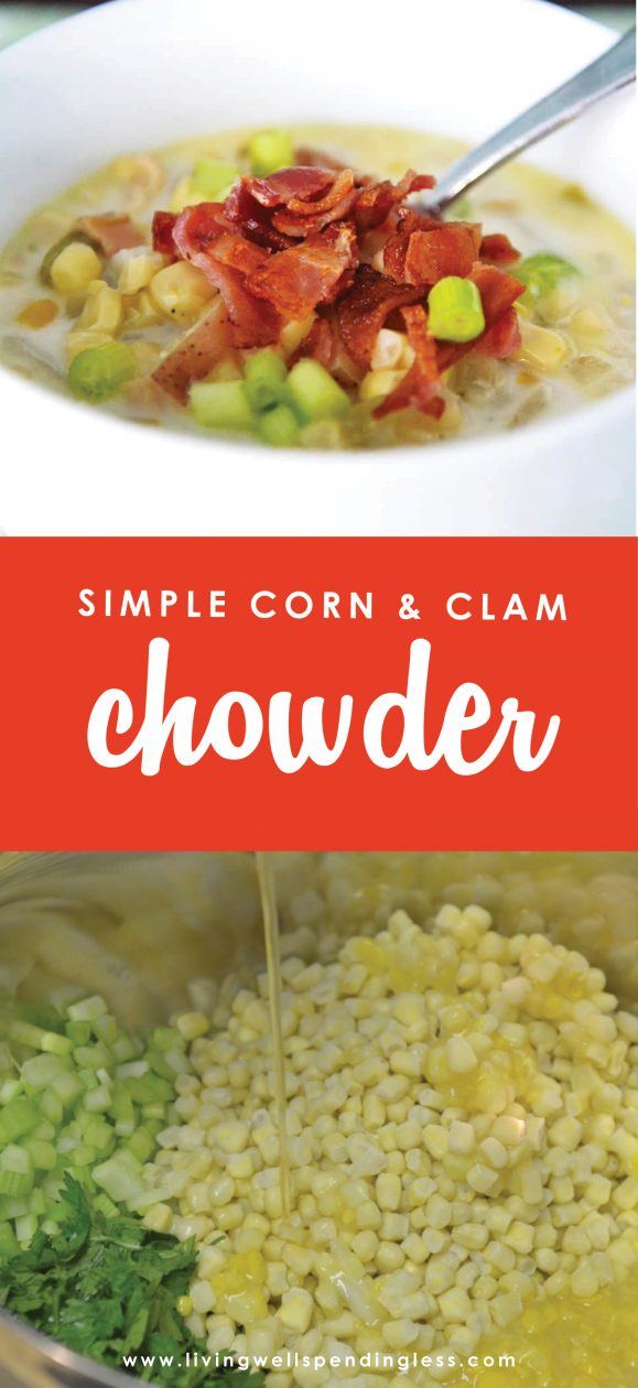 Need a go-to soup you can enjoy year round? This flavor-packed Corn & Clam Chowder comes together in minutes then goes straight from the freezer to crockpot for a simple but hearty meal that is ready when you are. My family gave this one a 10--I'm pretty sure yours will too!
Simple Corn & Clam Chowder | 10 Meals in an Hour | Freezer Cooking | Freezer meals | Meal Planning | Soup Recipe