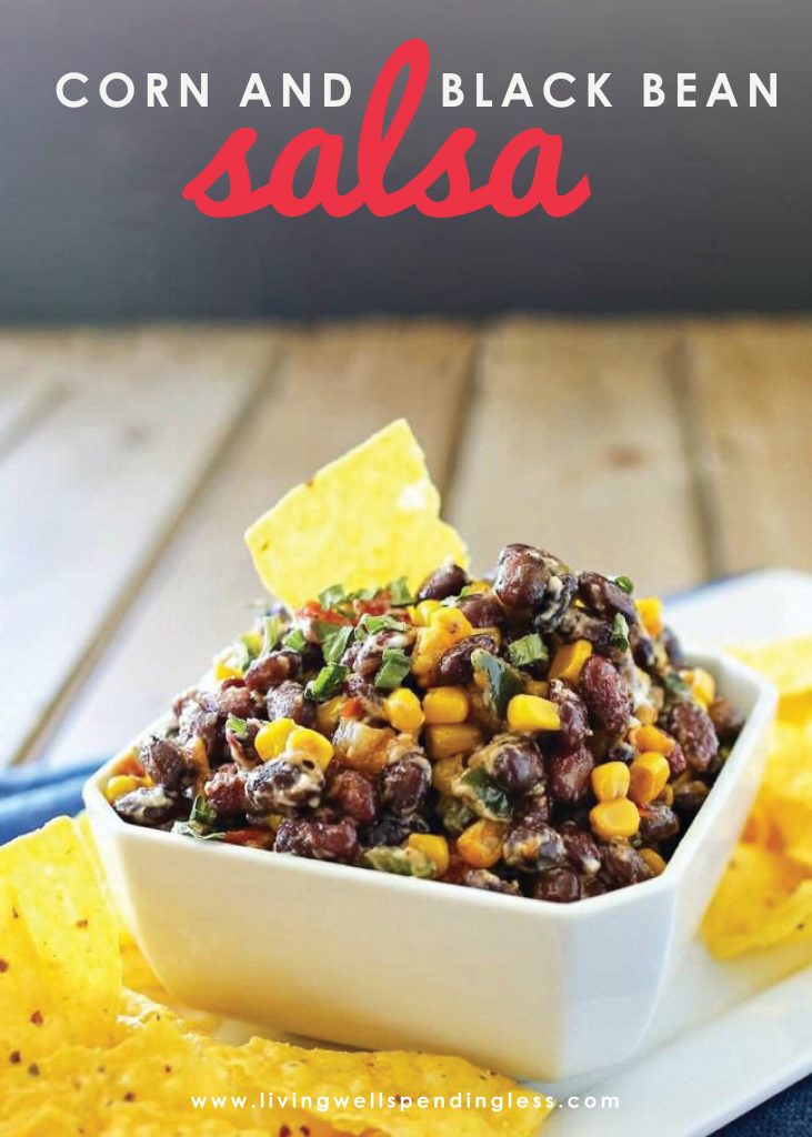 Craving a little Tex Mex flavor with no time to cook? This delicious Corn & Black Bean salsa comes together in just minutes using just five easy ingredients! Perfect for potlucks, after-school snacks, or maybe just because! Yum!!