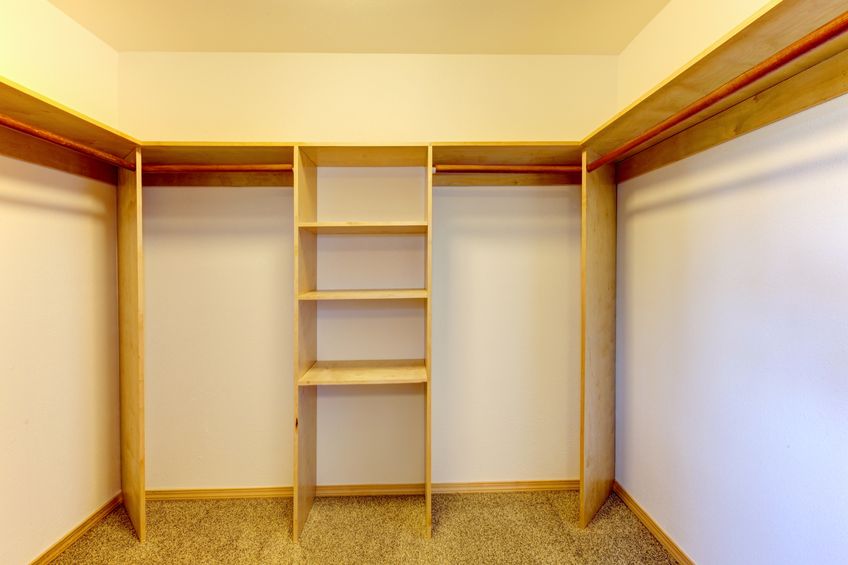 A large empty closet with a lot of empty space. Assess your space for organizing.