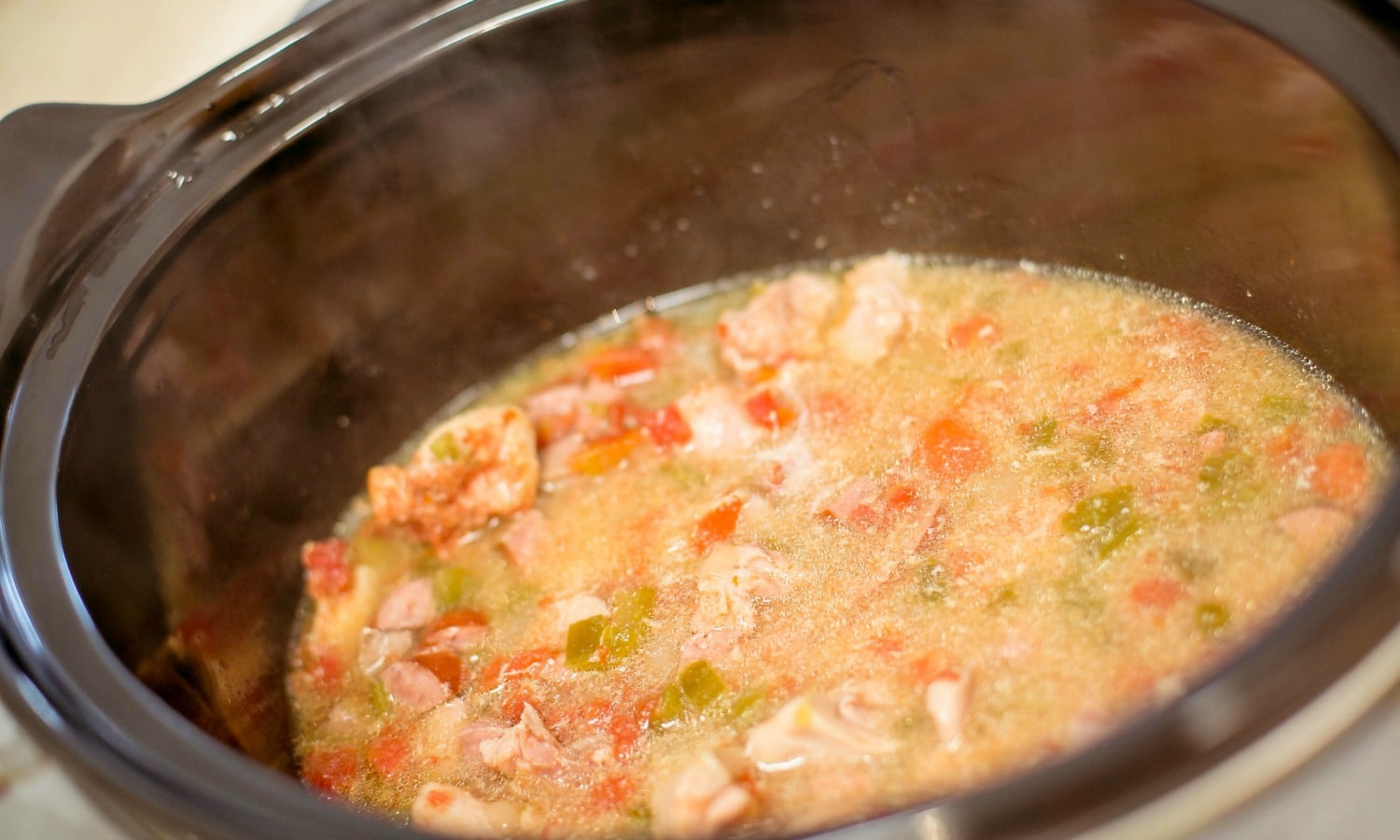 When ready to cook your jambalaya, add it to your crock pot after thawing it in the fridge. 