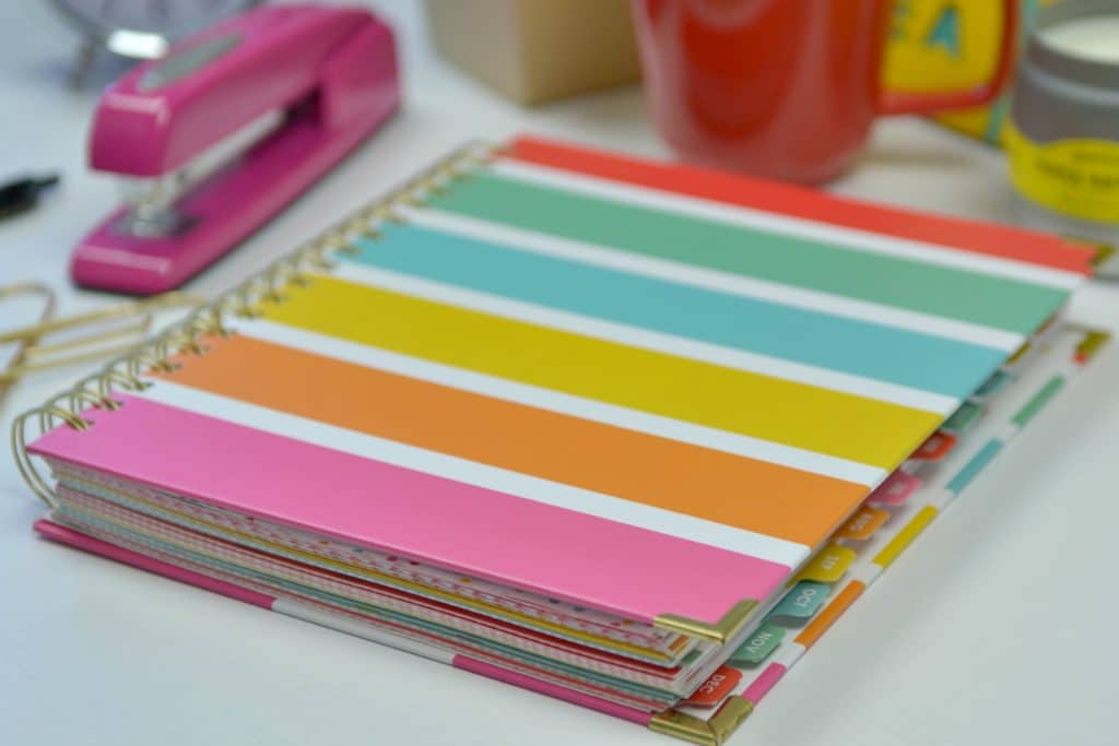 This bright a colorful Living Well planner will look great on your desk. 